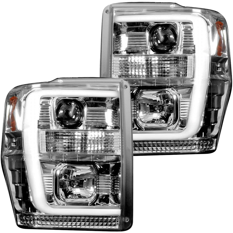 Ford Superduty 08-10 F250/F350/F450/F550 PROJECTOR HEADLIGHTS w/ Ultra High Power Smooth OLED HALOS & DRL - Clear / Chrome - Image 3