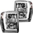 Ford Superduty 08-10 F250/F350/F450/F550 PROJECTOR HEADLIGHTS w/ Ultra High Power Smooth OLED HALOS & DRL - Clear / Chrome - Image 3
