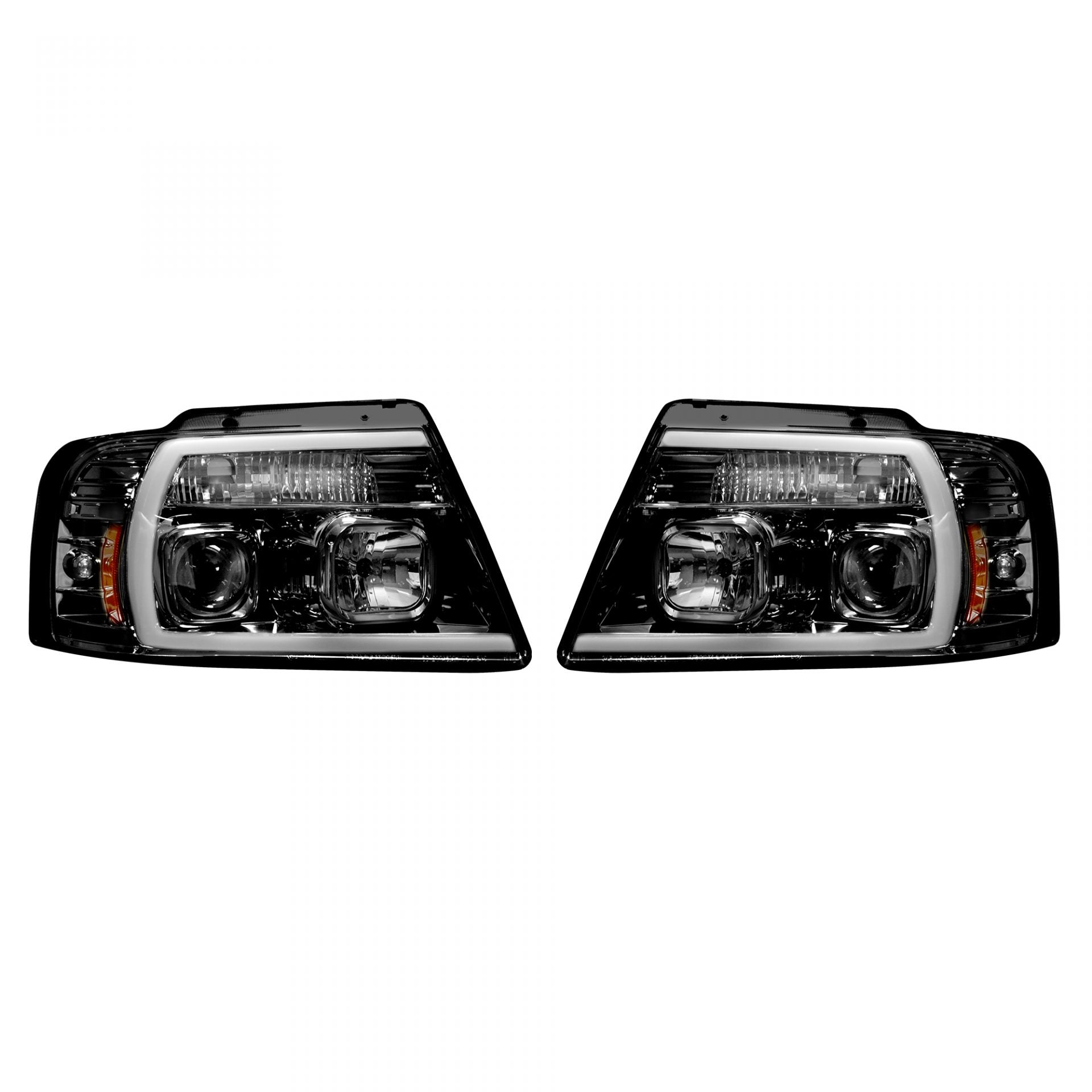 Ford F150 04-08 PROJECTOR HEADLIGHTS w/ Ultra High Power Smooth OLED HALOS & DRL - Smoked / Black