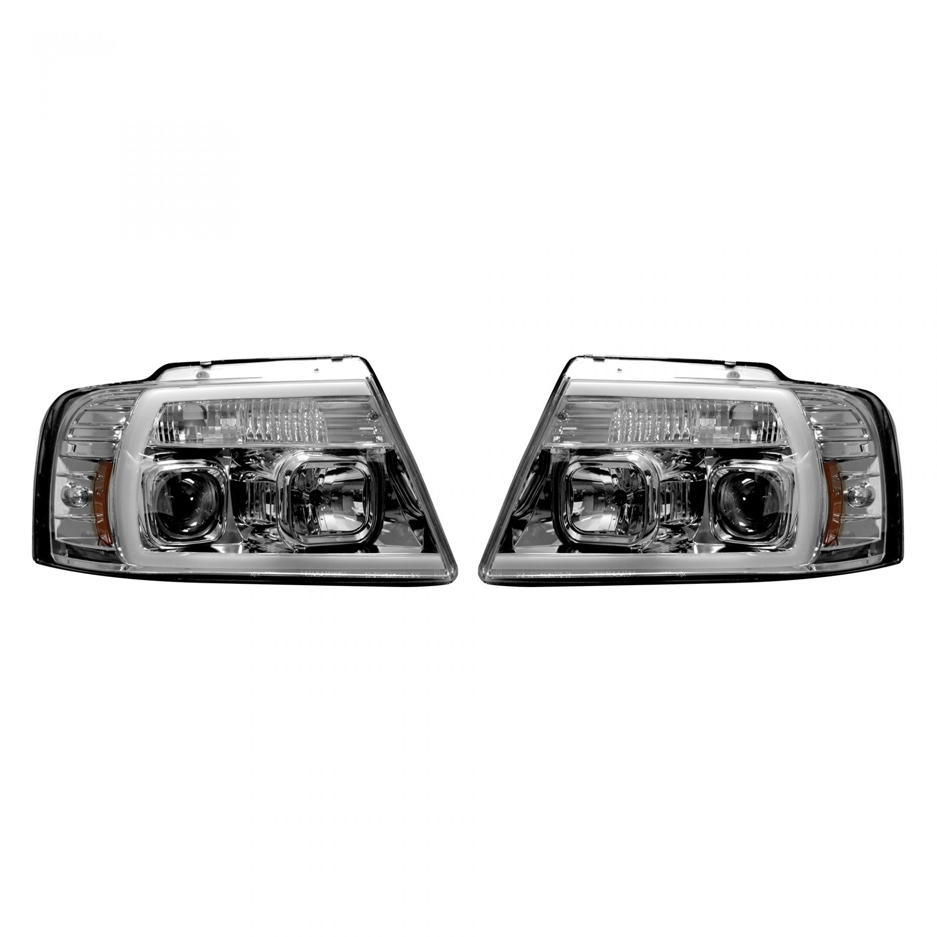 Ford F150 04-08 PROJECTOR HEADLIGHTS w/ Ultra High Power Smooth OLED HALOS & DRL - Clear / Chrome