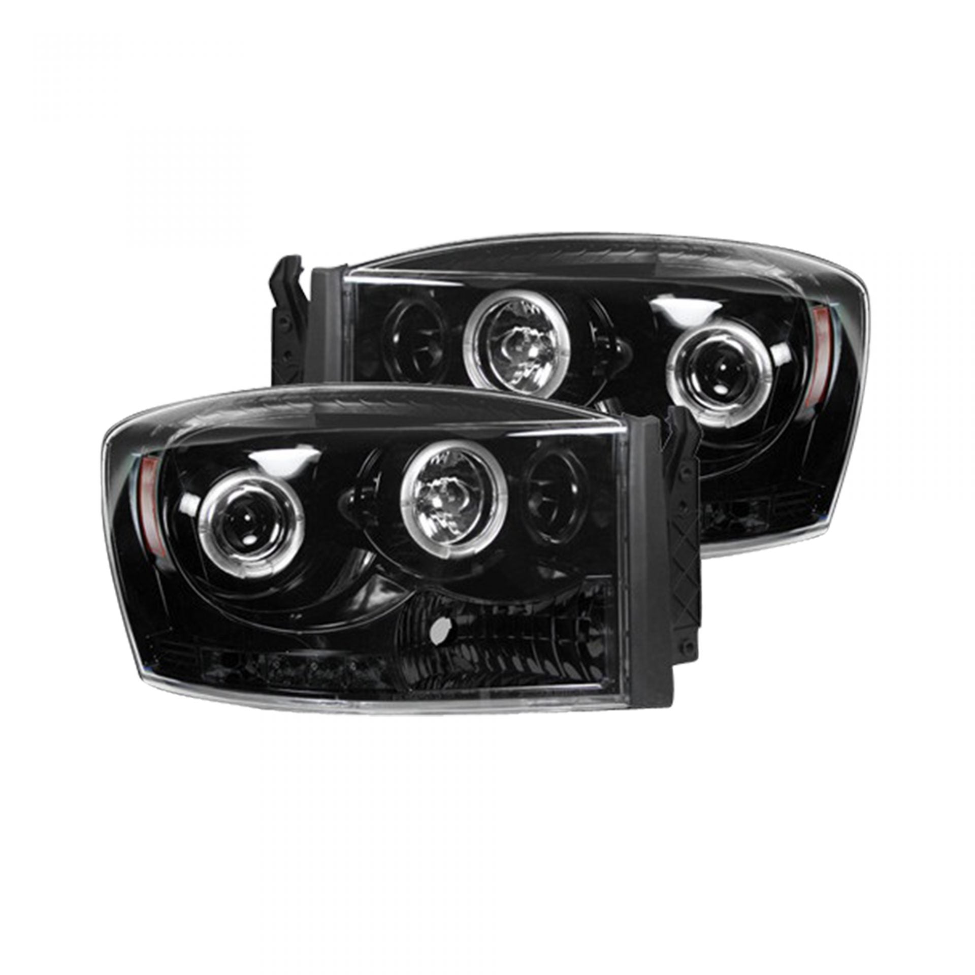 Dodge RAM 06-08 1500 3rd GEN Body Style & 06-09 2500/3500 PROJECTOR HEADLIGHTS w/ CCFL HALOS & DRL - Smoked / Black