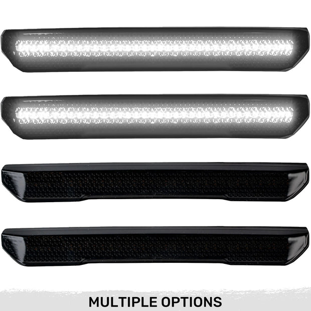 GMC 20-23 Sierra HD (4th GEN) Fender Lenses (4-Piece Set) w/ 4 White LED Lights (Attn: Fits All Single-Wheel HD & Dually Trucks) - Smoked Lens w/ Black Trim