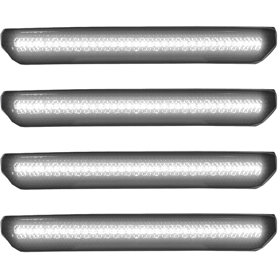 GMC 20-23 Sierra HD (4th GEN) Fender Lenses (4-Piece Set) w/ 4 White LED Lights (Attn: Fits All Single-Wheel HD & Dually Trucks) - Smoked Lens w/ Black Trim - Image 3