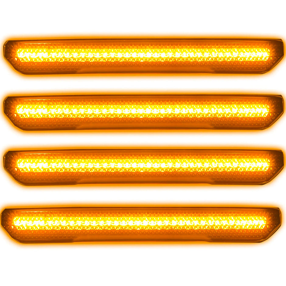 GMC 20-23 Sierra HD (4th GEN) Fender Lenses (4-Piece Set) w/ 4 Amber LED Lights (Attn: Fits All Single-Wheel HD & Dually Trucks) - Smoked Lens w/ Black Trim - Image 2