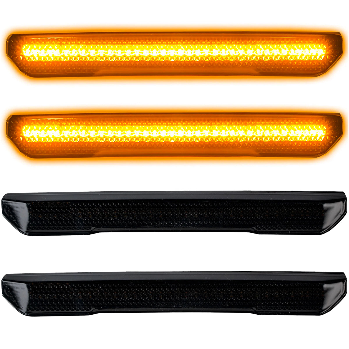 GMC 20-23 Sierra HD (4th GEN) Fender Lenses (4-Piece Set) w/ 4 Amber LED Lights (Attn: Fits All Single-Wheel HD & Dually Trucks) - Smoked Lens w/ Black Trim - Image 3