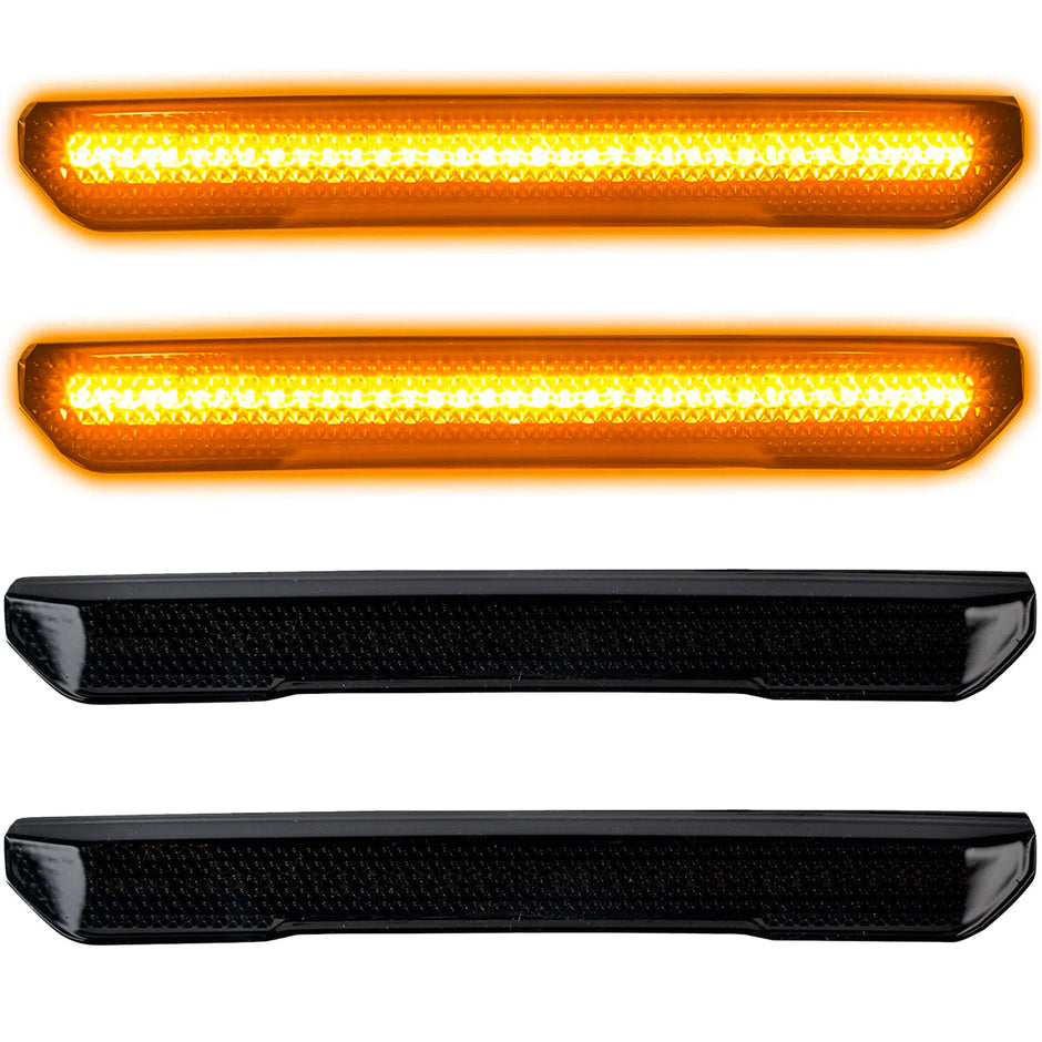 GMC 20-23 Sierra HD (4th GEN) Fender Lenses (4-Piece Set) w/ 4 Amber LED Lights (Attn: Fits All Single-Wheel HD & Dually Trucks) - Smoked Lens w/ Black Trim - Image 3