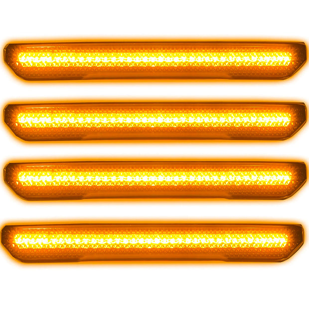 GMC 20-23 Sierra HD (4th GEN) Fender Lenses (4-Piece Set) w/ 4 Amber LED Lights (Attn: Fits All Single-Wheel HD & Dually Trucks) - Smoked Lens w/ Black Trim - Image 2