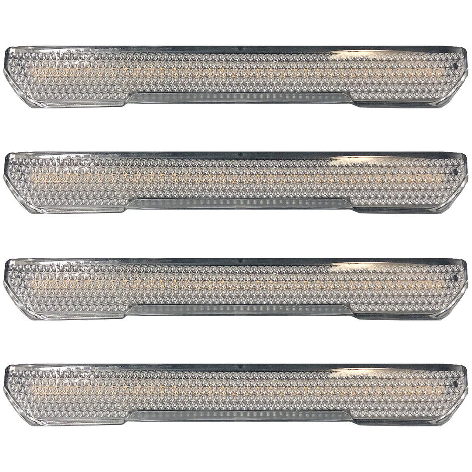 GMC 20-23 Sierra HD (4th GEN) Fender Lenses (4-Piece Set) w/ 4 Amber LED Lights (Attn: Fits All Single-Wheel HD & Dually Trucks) - Clear Lens w/ Chrome Trim