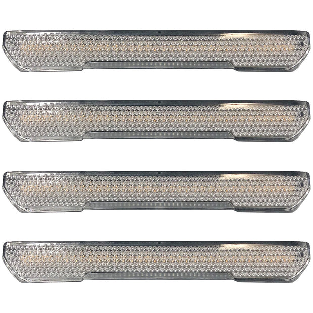 GMC 20-23 Sierra HD (4th GEN) Fender Lenses (4-Piece Set) w/ 4 Amber LED Lights (Attn: Fits All Single-Wheel HD & Dually Trucks) - Clear Lens w/ Chrome Trim