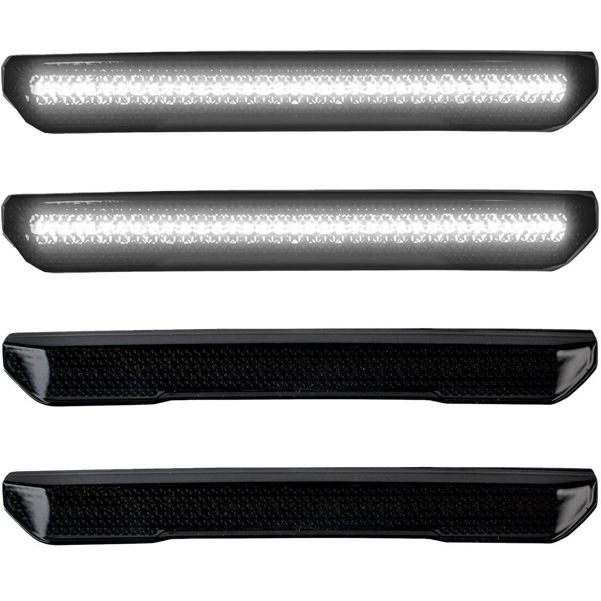 GMC 20-23 Sierra HD (4th GEN) Fender Lenses (4-Piece Set) w/ 4 White LED Lights (Attn: Fits All Single-Wheel HD & Dually Trucks) - Smoked Lens w/ Black Trim - Image 4