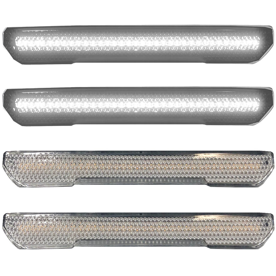 GMC 20-23 Sierra HD (4th GEN) Fender Lenses (4-Piece Set) w/ 4 White LED Lights (Attn: Fits All Single-Wheel HD & Dually Trucks) - Clear Lens w/ Chrome Trim - Image 3