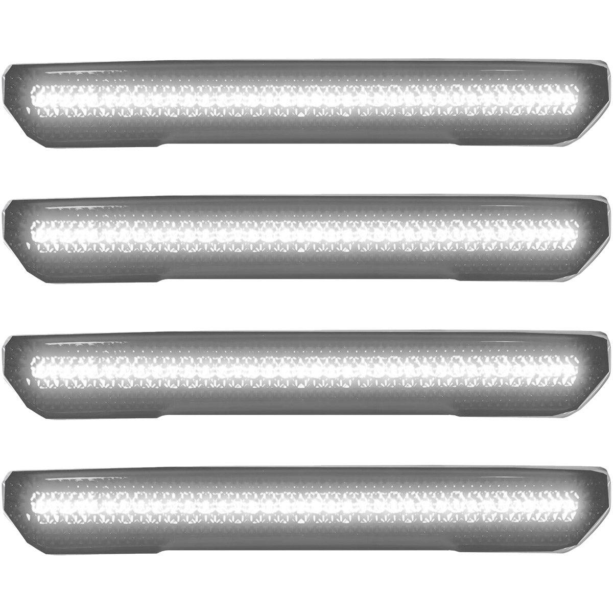 GMC 20-23 Sierra HD (4th GEN) Fender Lenses (4-Piece Set) w/ 4 White LED Lights (Attn: Fits All Single-Wheel HD & Dually Trucks) - Clear Lens w/ Chrome Trim