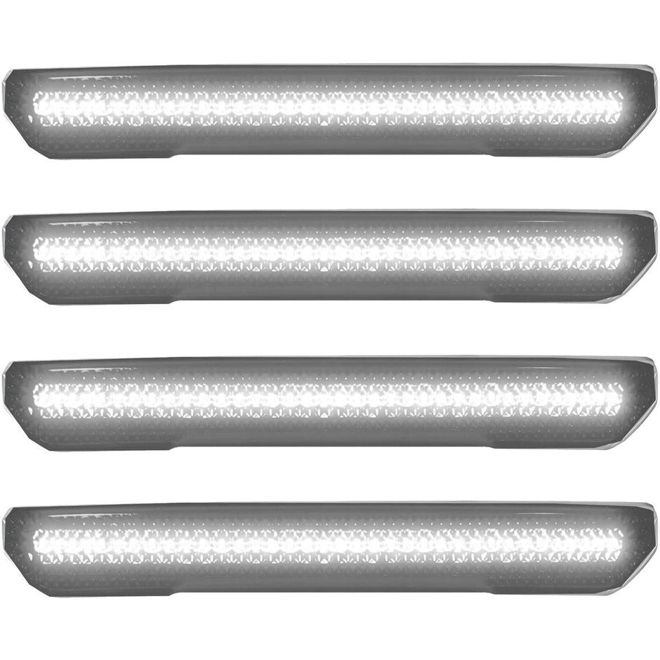 GMC 20-23 Sierra HD (4th GEN) Fender Lenses (4-Piece Set) w/ 4 White LED Lights (Attn: Fits All Single-Wheel HD & Dually Trucks) - Clear Lens w/ Chrome Trim
