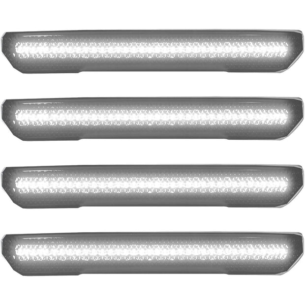 GMC 20-23 Sierra HD (4th GEN) Fender Lenses (4-Piece Set) w/ 4 White LED Lights (Attn: Fits All Single-Wheel HD & Dually Trucks) - Clear Lens w/ Chrome Trim