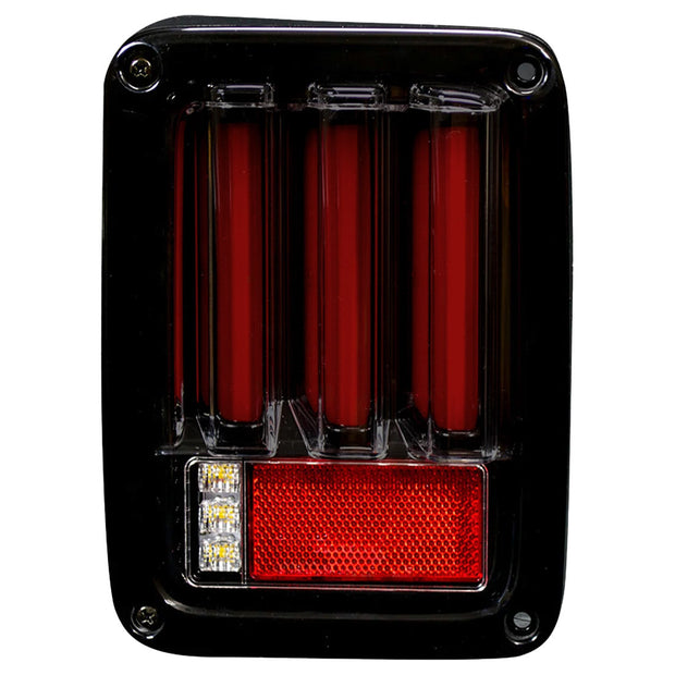 Jeep 07-18 JK Wrangler OLED Tail Lights w/ Red Brake & Running Lights & Red Scanning Turn Signals - Smoked Lens - Image 2