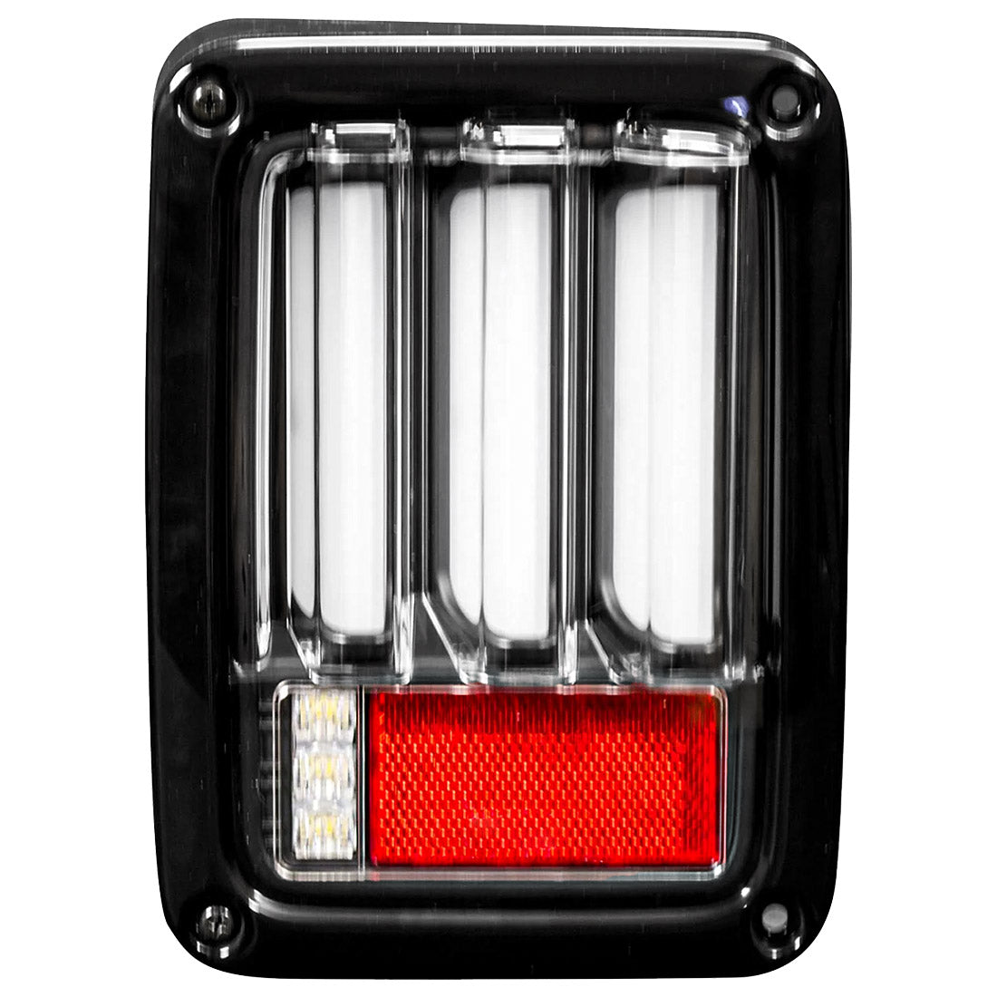 Jeep 07-18 JK Wrangler OLED Tail Lights w/ Red Brake & Running Lights & Red Scanning Turn Signals - Clear Lens - Image 4