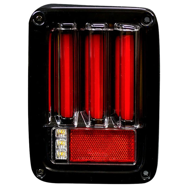 Jeep 07-18 JK Wrangler OLED Tail Lights w/ Red Brake & Running Lights & Red Scanning Turn Signals - Red Lens - Image 2
