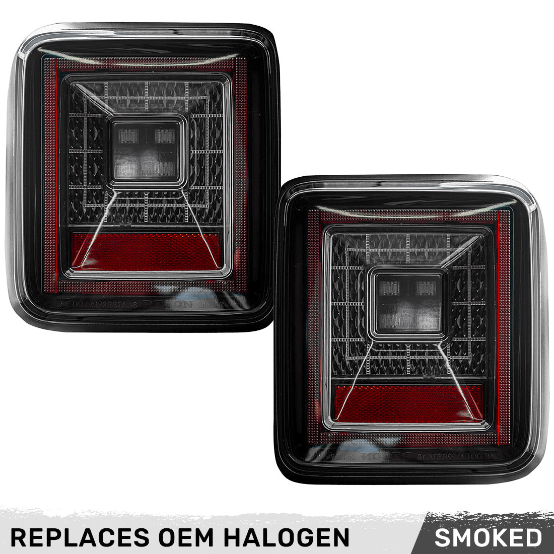 Jeep 18-23 JL Wrangler OLED Tail Lights w/ Red Brake & Running Lights & Red Scanning Turn Signals (Replaces Factory OEM Halogen Tail Lights ONLY) - Smoked Lens - Image 4