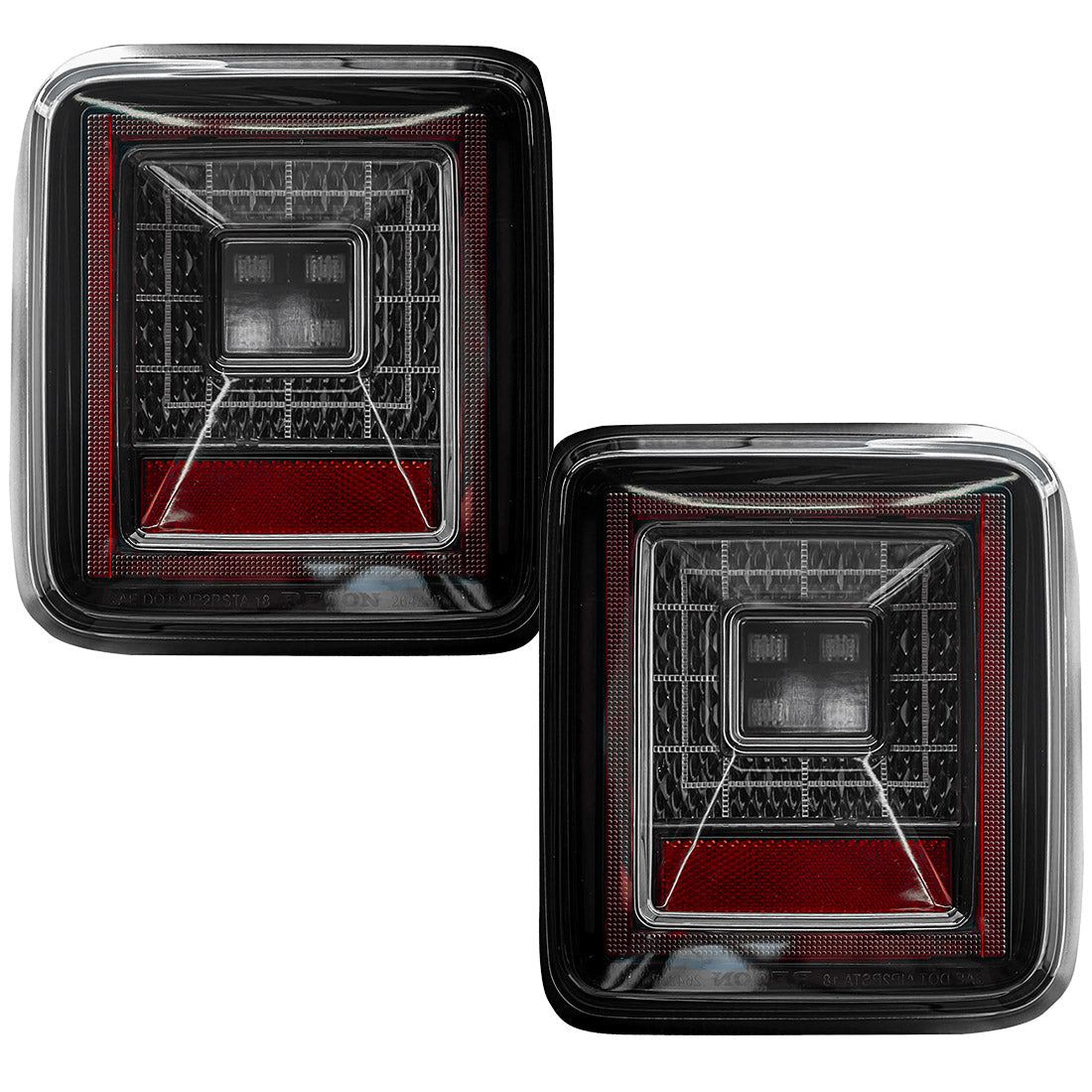 Jeep 18-23 JL Wrangler OLED Tail Lights w/ Red Brake & Running Lights & Red Scanning Turn Signals (Replaces Factory OEM Halogen Tail Lights ONLY) - Smoked Lens - Image 3