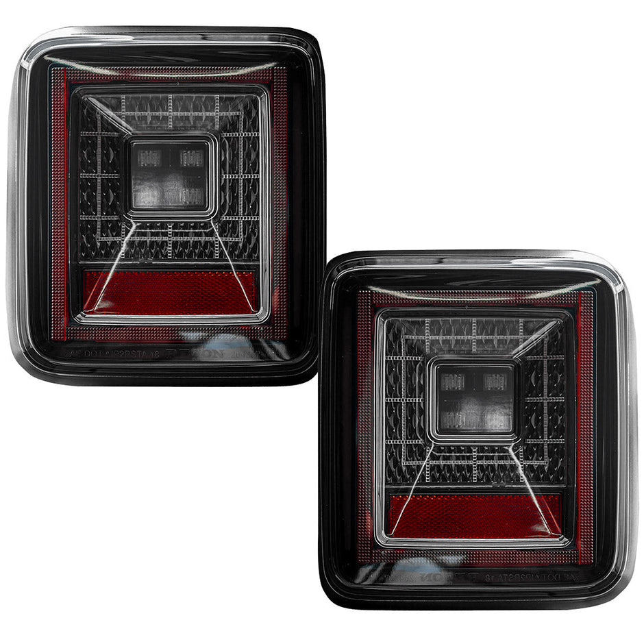 Jeep 18-23 JL Wrangler OLED Tail Lights w/ Red Brake & Running Lights & Red Scanning Turn Signals (Replaces Factory OEM Halogen Tail Lights ONLY) - Smoked Lens - Image 3