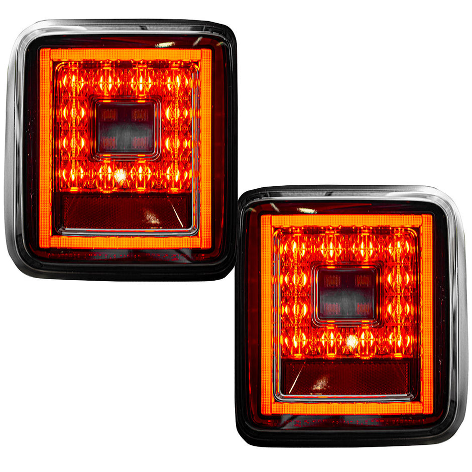 Jeep 18-23 JL Wrangler OLED Tail Lights w/ Red Brake & Running Lights & Red Scanning Turn Signals (Replaces Factory OEM Halogen Tail Lights ONLY) - Smoked Lens - Image 2
