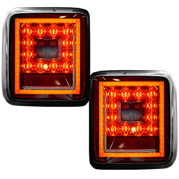 Jeep 18-23 JL Wrangler OLED Tail Lights w/ Red Brake & Running Lights & Red Scanning Turn Signals (Replaces Factory OEM Halogen Tail Lights ONLY) - Smoked Lens - Image 2