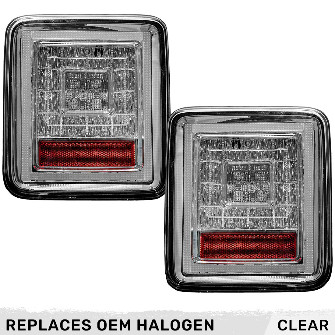 Jeep 18-23 JL Wrangler OLED Tail Lights w/ Red Brake & Running Lights & Red Scanning Turn Signals (Replaces Factory OEM Halogen Tail Lights ONLY) - Clear Lens - Image 2