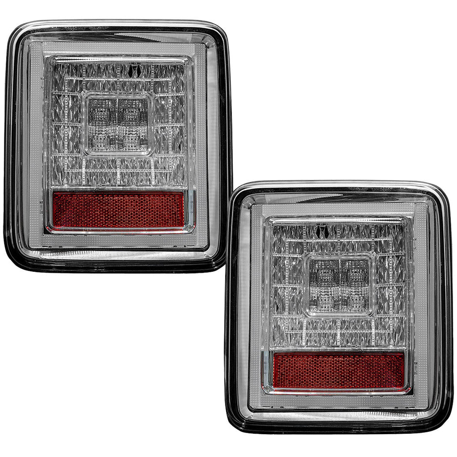Jeep 18-23 JL Wrangler OLED Tail Lights w/ Red Brake & Running Lights & Red Scanning Turn Signals (Replaces Factory OEM Halogen Tail Lights ONLY) - Clear Lens - Image 3