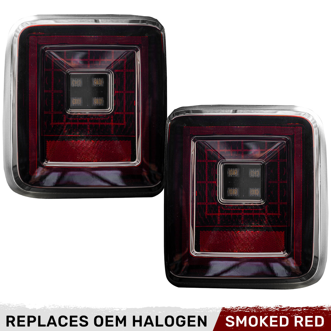 Jeep 18-23 JL Wrangler OLED Tail Lights w/ Red Brake & Running Lights & Red Scanning Turn Signals (Replaces Factory OEM Halogen Tail Lights ONLY) - Red Smoked Lens - Image 3