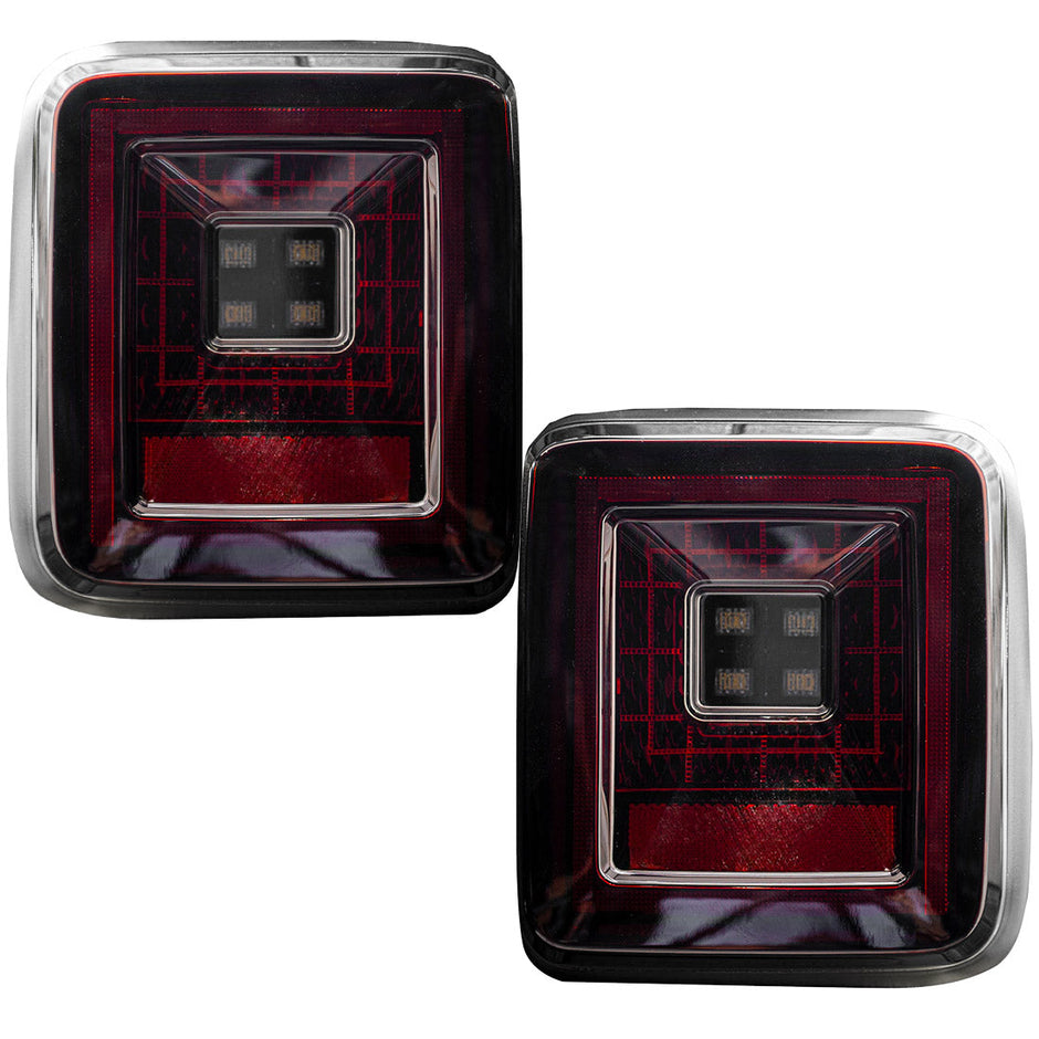 Jeep 18-23 JL Wrangler OLED Tail Lights w/ Red Brake & Running Lights & Red Scanning Turn Signals (Replaces Factory OEM Halogen Tail Lights ONLY) - Red Smoked Lens - Image 2