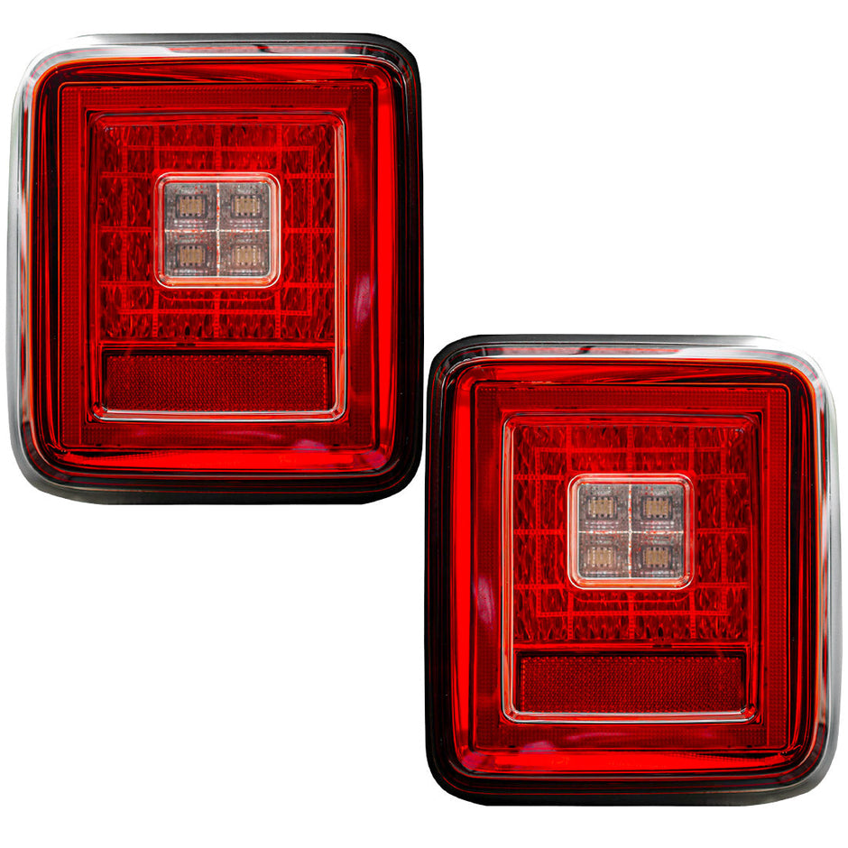 Jeep 18-23 JL Wrangler OLED Tail Lights w/ Red Brake & Running Lights & Red Scanning Turn Signals (Replaces Factory OEM Halogen Tail Lights ONLY) - Red Lens - Image 2