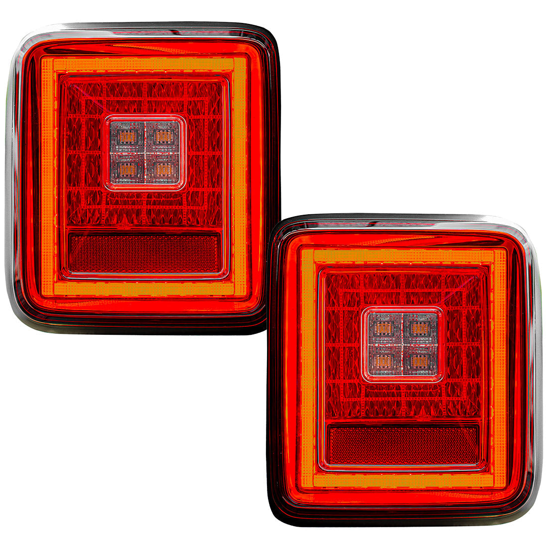 Jeep 18-23 JL Wrangler OLED Tail Lights w/ Red Brake & Running Lights & Red Scanning Turn Signals (Replaces Factory OEM Halogen Tail Lights ONLY) - Red Lens
