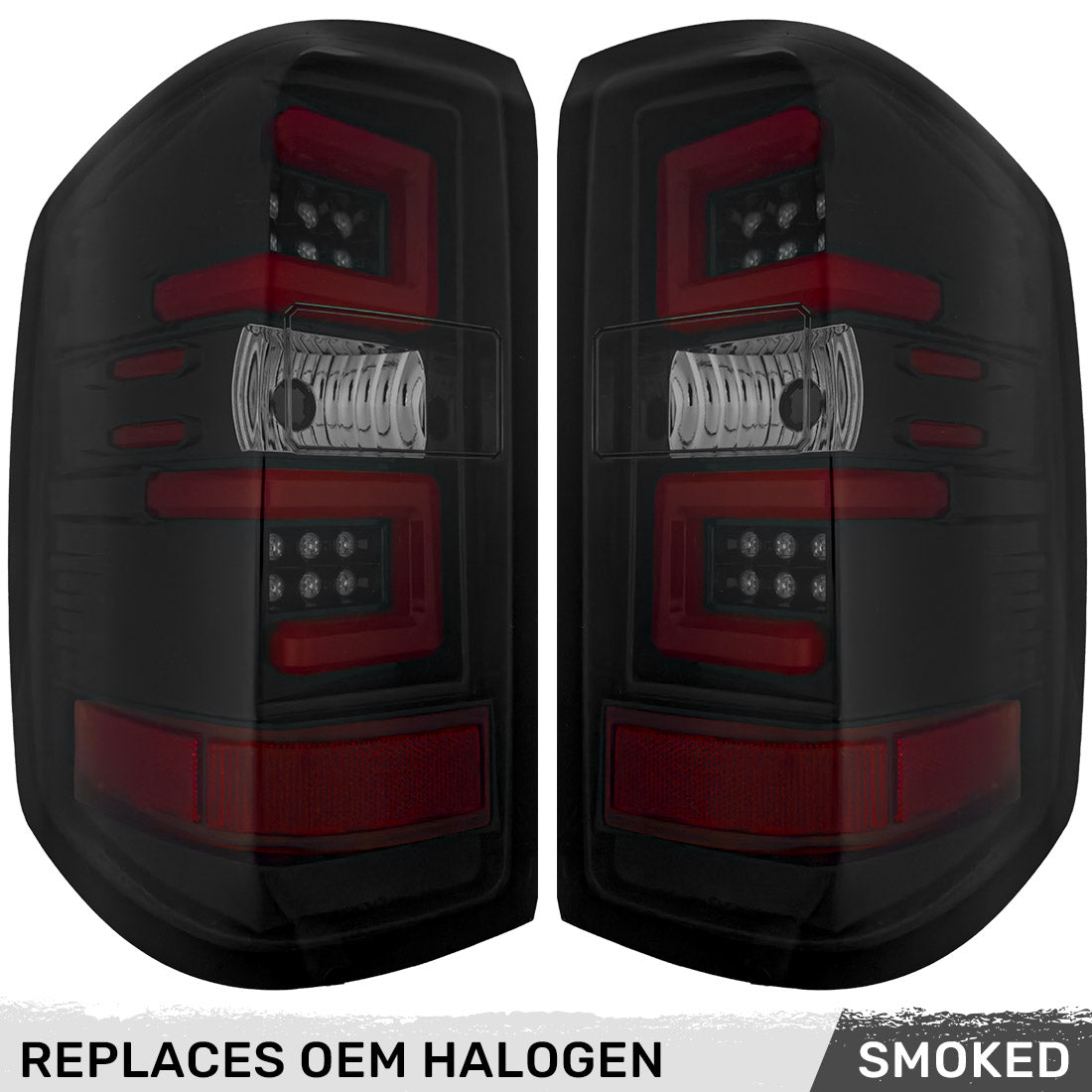 Chevy Silverado 14-18 1500 & 14-19 2500/3500 (Replaces Factory OEM Halogen Tail Lights ONLY - Also Fits GMC Sierra 15-19 Dually Body Style with Factory OEM Halogen Tail Lights ONLY) OLED TAIL LIGHTS - Smoked Lens - Image 3