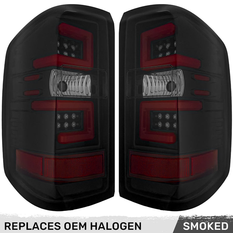 Chevy Silverado 14-18 1500 & 14-19 2500/3500 (Replaces Factory OEM Halogen Tail Lights ONLY - Also Fits GMC Sierra 15-19 Dually Body Style with Factory OEM Halogen Tail Lights ONLY) OLED TAIL LIGHTS - Smoked Lens - Image 3