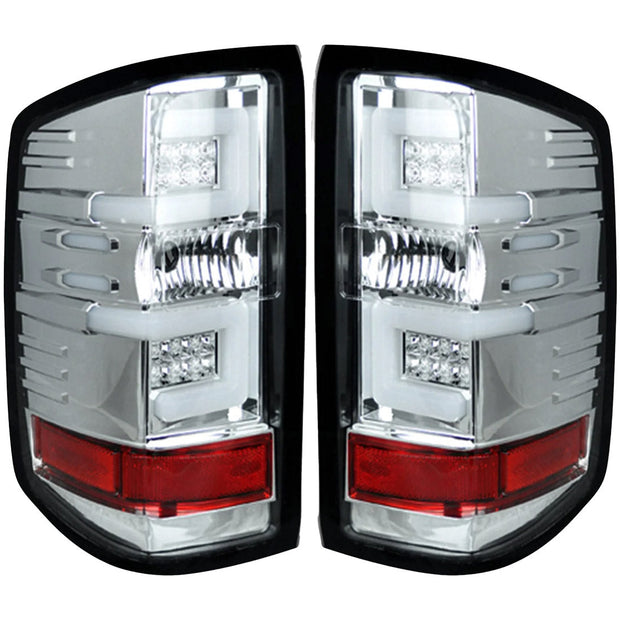 Chevy Silverado 14-18 1500 & 14-19 2500/3500 (Replaces Factory OEM Halogen Tail Lights ONLY - Also Fits GMC Sierra 15-19 Dually Body Style with Factory OEM Halogen Tail Lights ONLY) OLED TAIL LIGHTS - Clear Lens - Image 2