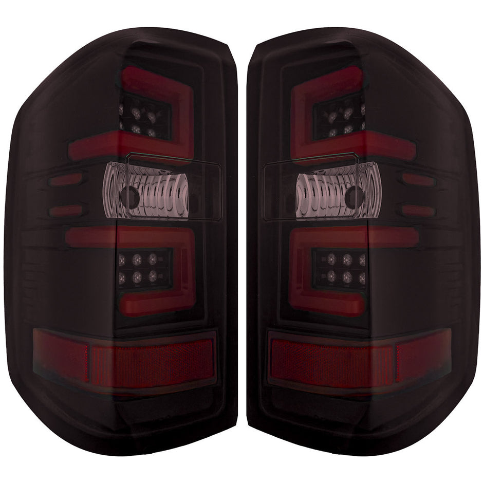 Chevy Silverado 14-18 1500 & 14-19 2500/3500 (Replaces Factory OEM Halogen Tail Lights ONLY - Also Fits GMC Sierra 15-19 Dually Body Style with Factory OEM Halogen Tail Lights ONLY) OLED TAIL LIGHTS - Dark Red Smoked Lens - Image 3