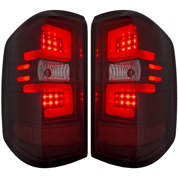 Chevy Silverado 14-18 1500 & 14-19 2500/3500 (Replaces Factory OEM Halogen Tail Lights ONLY - Also Fits GMC Sierra 15-19 Dually Body Style with Factory OEM Halogen Tail Lights ONLY) OLED TAIL LIGHTS - Dark Red Smoked Lens - Image 2