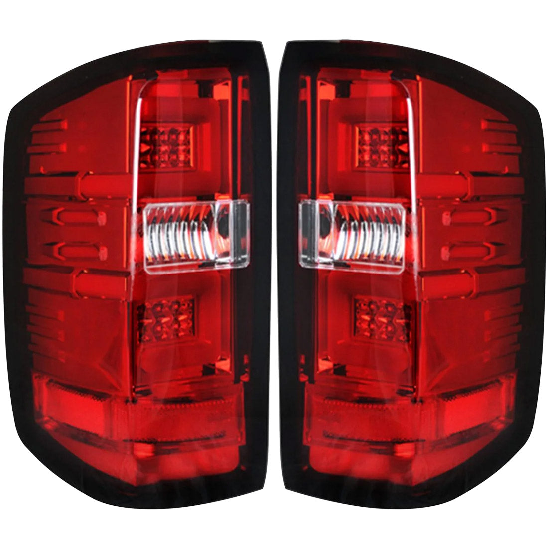 Chevy Silverado 14-18 1500 & 14-19 2500/3500 (Replaces Factory OEM Halogen Tail Lights ONLY - Also Fits GMC Sierra 15-19 Dually Body Style with Factory OEM Halogen Tail Lights ONLY) OLED TAIL LIGHTS - Red Lens - Image 2