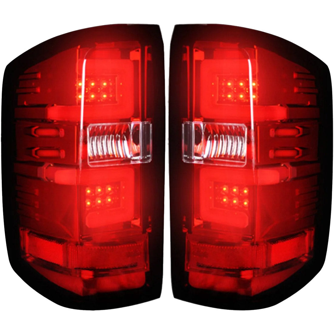 Chevy Silverado 14-18 1500 & 14-19 2500/3500 (Replaces Factory OEM Halogen Tail Lights ONLY - Also Fits GMC Sierra 15-19 Dually Body Style with Factory OEM Halogen Tail Lights ONLY) OLED TAIL LIGHTS - Red Lens - Image 3