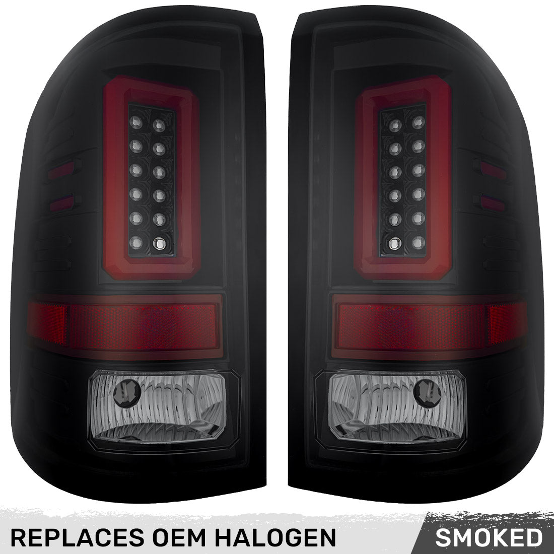 GMC Sierra 14-18 1500 & 14-19 2500/3500 (Only Fits 3rd GEN Single-Wheel GMC Sierra with Factory OEM Halogen Tail Lights) OLED TAIL LIGHTS - Smoked Lens - Image 4
