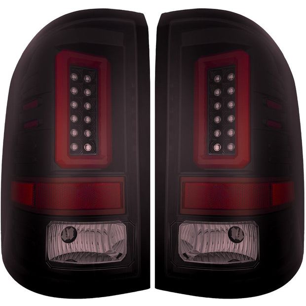GMC Sierra 14-18 1500 & 14-19 2500/3500 (Only Fits 3rd GEN Single-Wheel GMC Sierra with Factory OEM Halogen Tail Lights) OLED TAIL LIGHTS - Dark Red Smoked Lens - Image 2