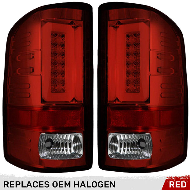 GMC Sierra 14-18 1500 & 14-19 2500/3500 (Only Fits 3rd GEN Single-Wheel GMC Sierra with Factory OEM Halogen Tail Lights) OLED TAIL LIGHTS - Red Lens