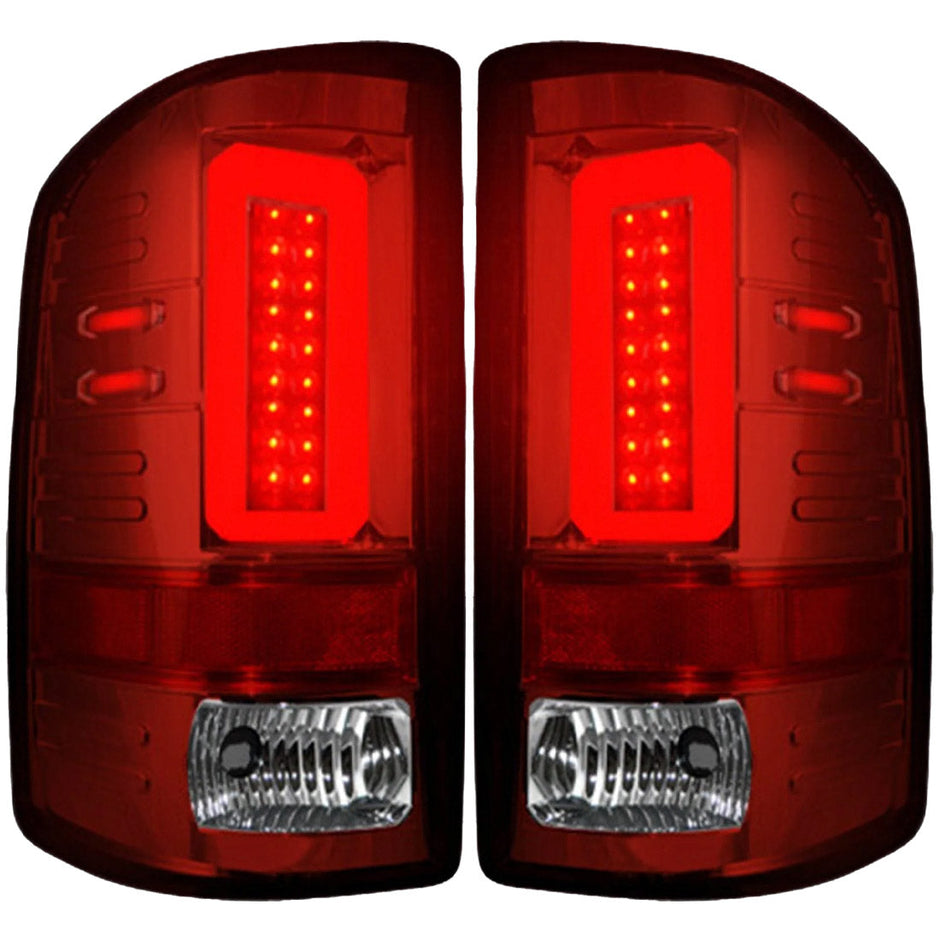 GMC Sierra 14-18 1500 & 14-19 2500/3500 (Only Fits 3rd GEN Single-Wheel GMC Sierra with Factory OEM Halogen Tail Lights) OLED TAIL LIGHTS - Red Lens - Image 2