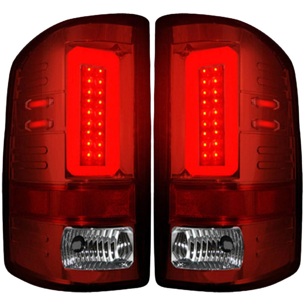 GMC Sierra 14-18 1500 & 14-19 2500/3500 (Only Fits 3rd GEN Single-Wheel GMC Sierra with Factory OEM Halogen Tail Lights) OLED TAIL LIGHTS - Red Lens - Image 2