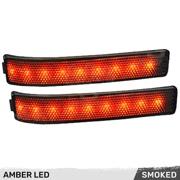 Ford 09-14 F150 & RAPTOR Side Mirror Lenses w/ AMBER LED Running Lights or Turn Signals (2-Piece Set) - Smoked Lens - Image 2
