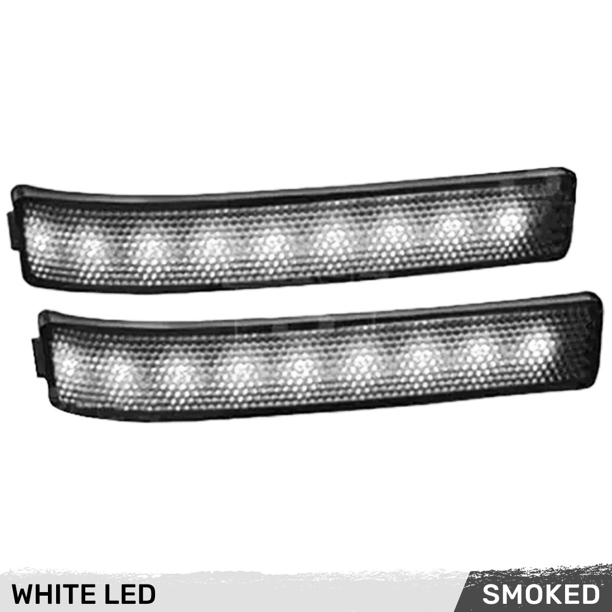Ford 09-14 F150 & RAPTOR Side Mirror Lenses w/ WHITE LED Running Lights or Turn Signals (2-Piece Set) - Smoked Lens - Image 2
