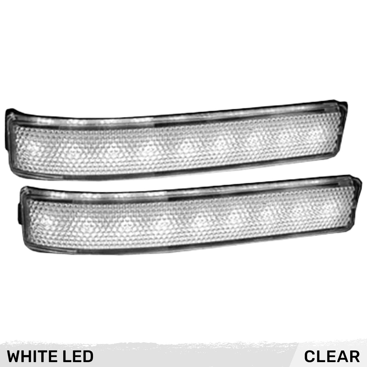 Ford 09-14 F150 & RAPTOR Side Mirror Lenses w/ WHITE LED Running Lights or Turn Signals (2-Piece Set) - Clear Lens
