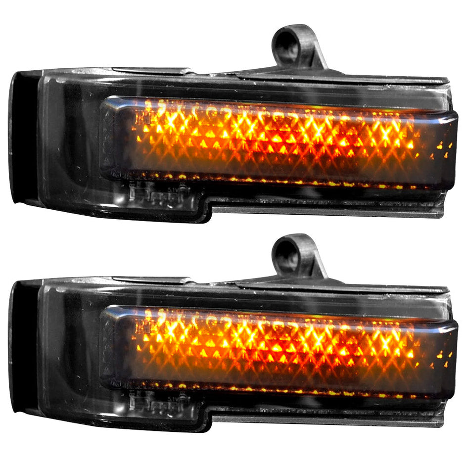 Ford 15-17 F150 & 17-19 RAPTOR Side Mirror Lenses w/ AMBER LED Turn Signals & WHITE LED Auxillary Lights (2-Piece Set) - Smoked Lens - Image 2