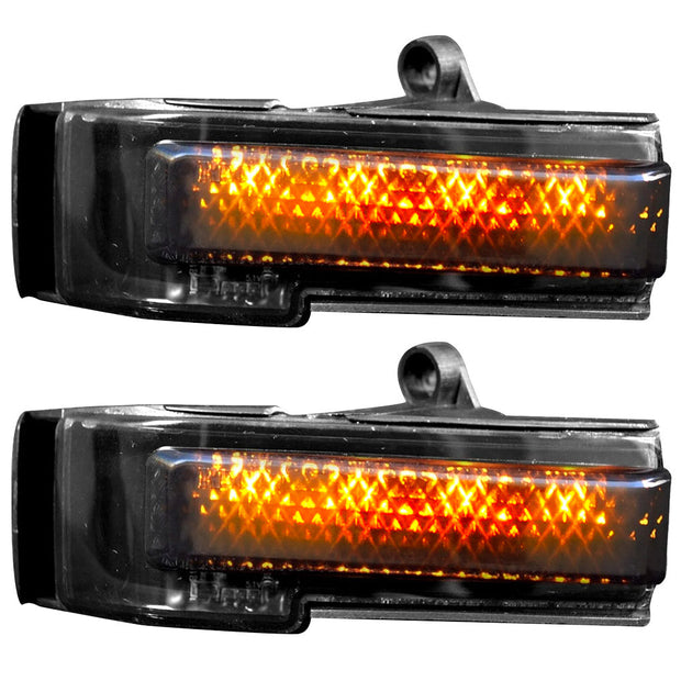 Ford 15-17 F150 & 17-19 RAPTOR Side Mirror Lenses w/ AMBER LED Turn Signals & WHITE LED Auxillary Lights (2-Piece Set) - Smoked Lens - Image 2