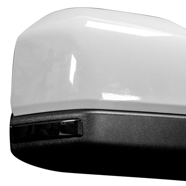 Ford 15-17 F150 & 17-19 RAPTOR Side Mirror Lenses w/ AMBER LED Turn Signals & WHITE LED Auxillary Lights (2-Piece Set) - Smoked Lens